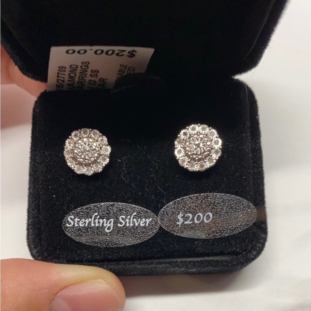 Macy’s Diamond Stud Earring in Sterling Silver (1/10 ct. t.w.)